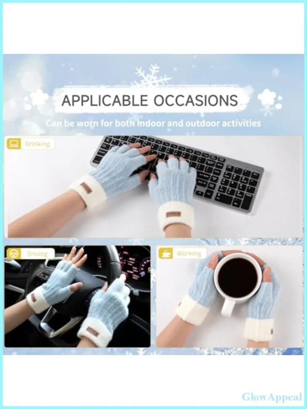 Women's Fingerless Knit Gloves Half Finger for Typing Driving